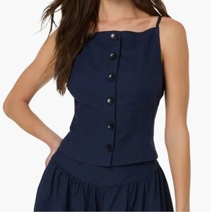 ASTR THE LABEL BOATNECK BUTTON-UP CAMISOLE, NAVY - S
